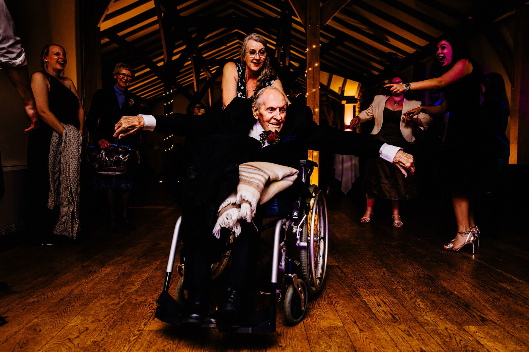 an elderly guest on the dancefloor